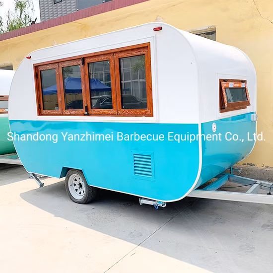 Kommerzielle Fabrik Airstream Maßgeschneiderte Farbe Eiscreme Mobiler Fast-Food-Anhänger Lebensmittelwagen-Anhänger mit Baldachin Elektrischer Straßen-Donut-Snacks-Lebensmittelwagen
