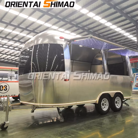 Maßgeschneiderter mobiler Food-Truck aus Aluminium mit Airstream-Design