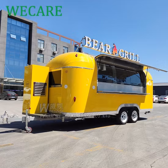 Wecare Custom Mobile Eiskaffee-Fast-Food-Wagen, voll ausgestatteter Airstream-Food-Truck-Anhänger mit voll ausgestatteter Küche zum Verkauf